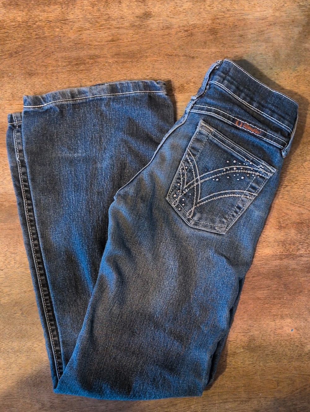 Wrangler Blue Bootcut Jeans with Studded Back Pocket